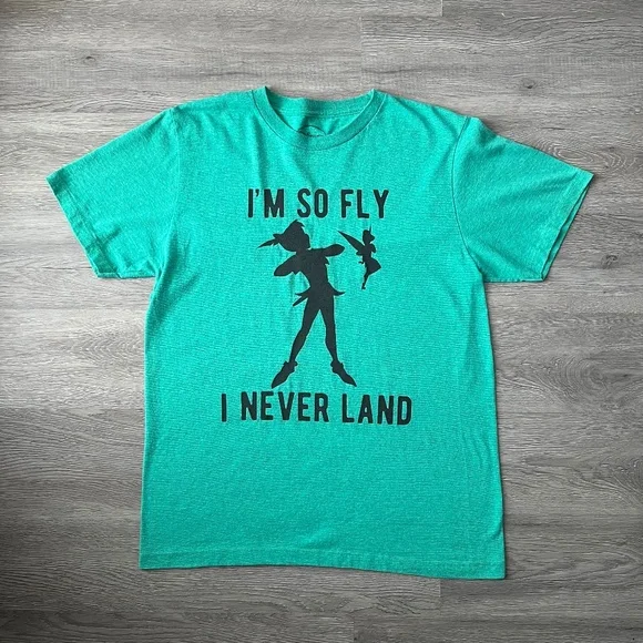 Disney Peter Pan & Tinker Bell, I'm so Fly I Never Land, Men's T Shirt - Sz Med - Picture 2 of 4